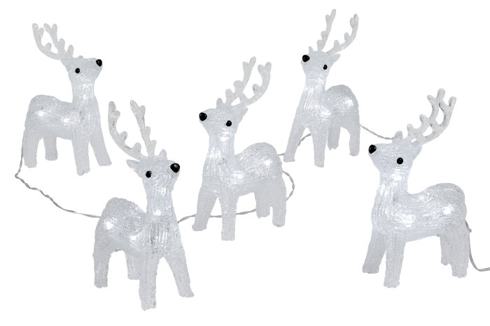 Lyskæde med 5 LED-rensdyr